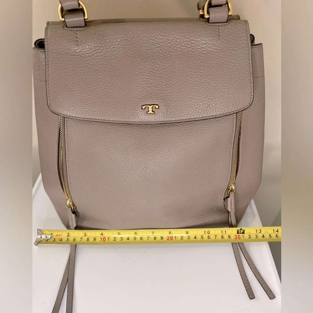Tory Burch women’s half moon gray leather tote - Picture 16 of 16